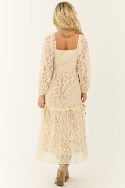 Almond Lace Corset Style Maxi Dress