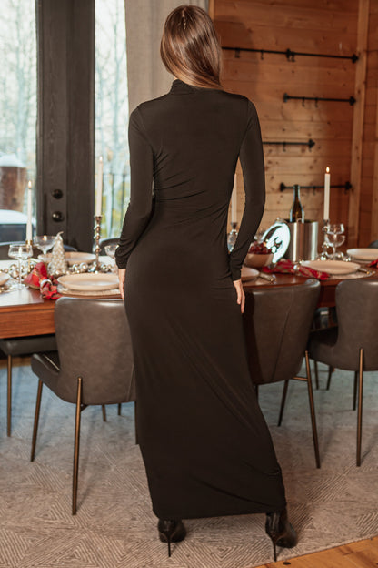 Black Turtleneck Bodycon Maxi Dress