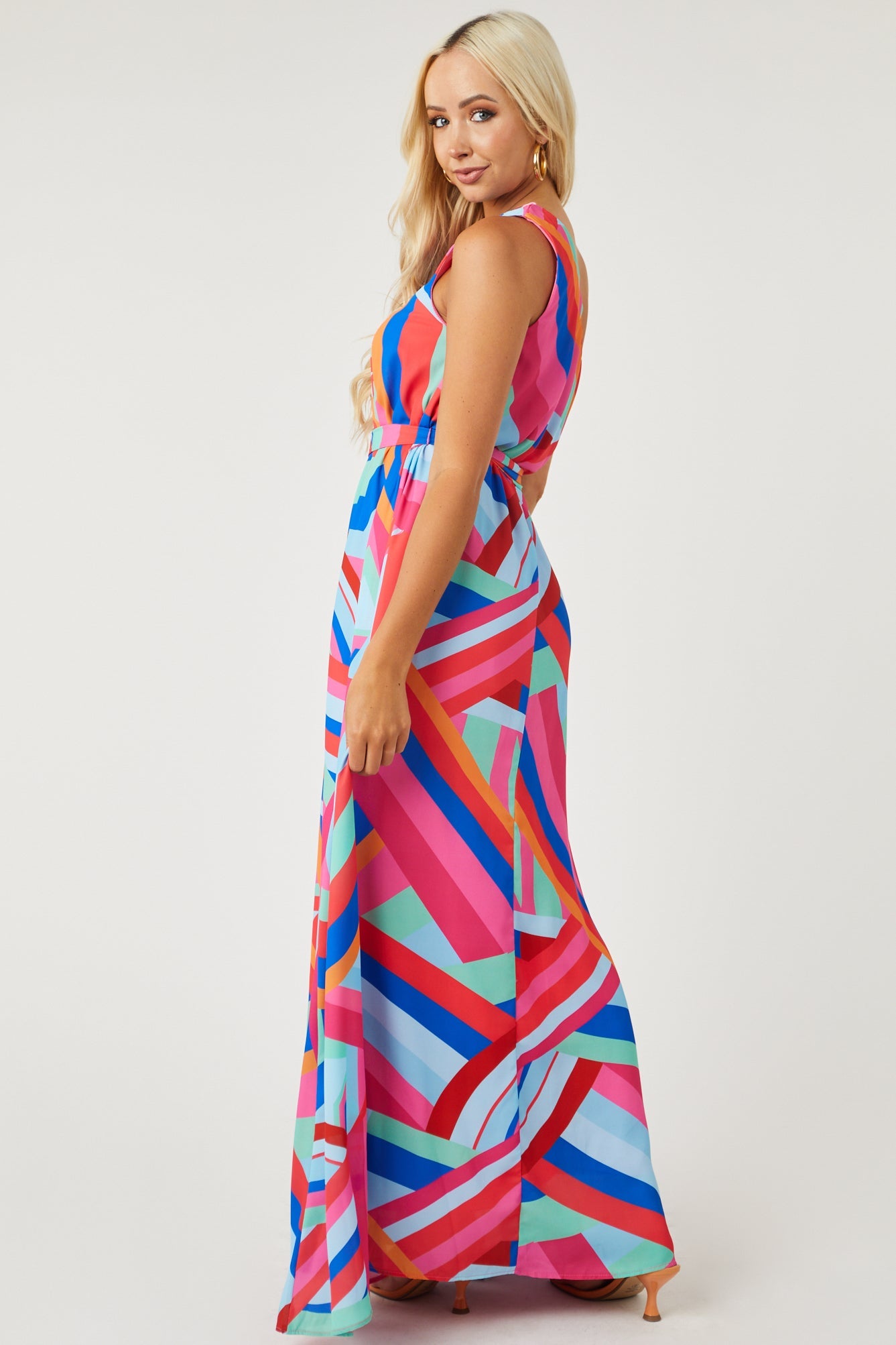 Flying Tomato Bubblegum Print One Shoulder Maxi Dress