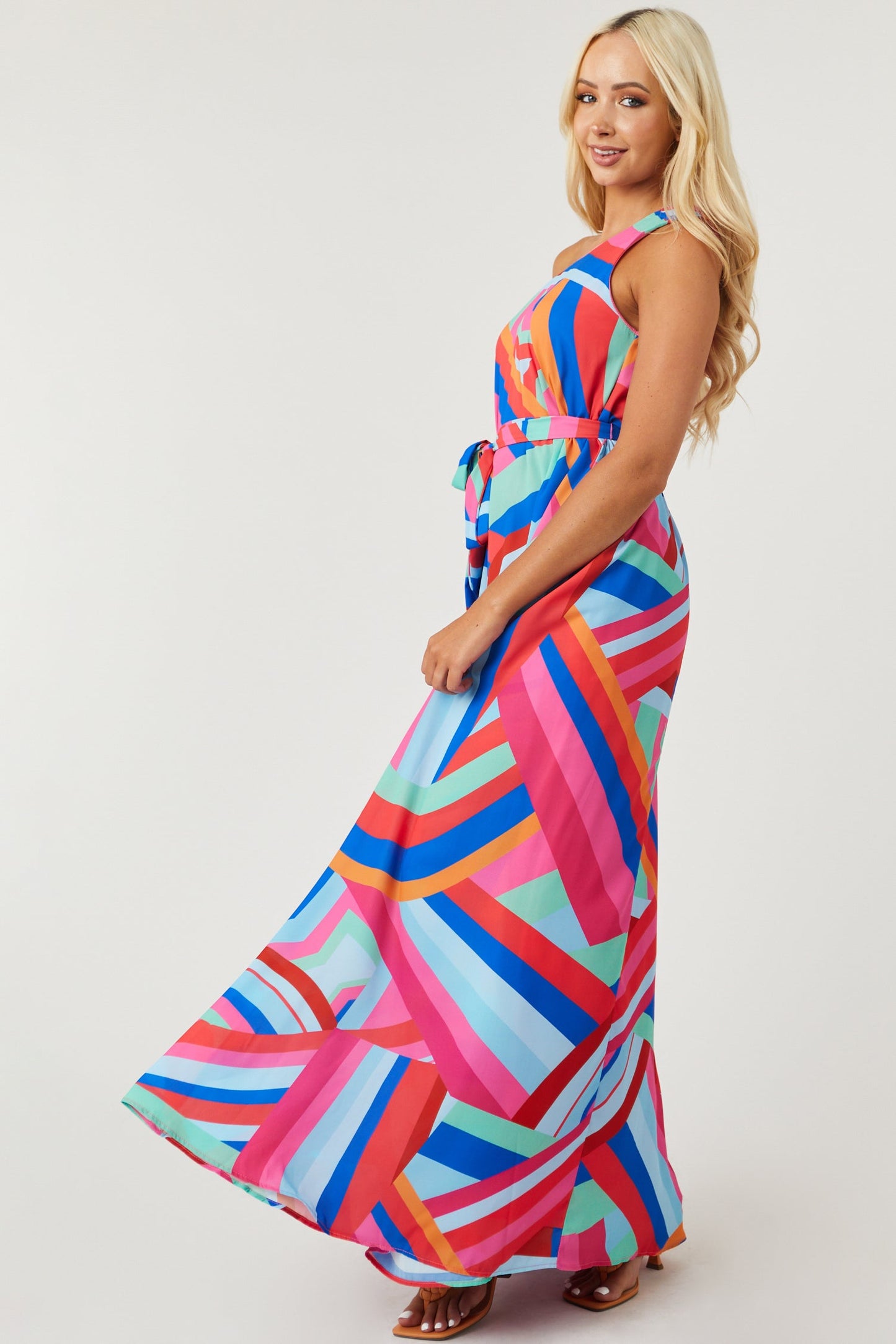 Flying Tomato Bubblegum Print One Shoulder Maxi Dress